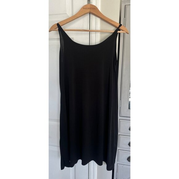 Lisa Bayne Women's Small Black Satin Slip Dress Minimalist - Picture 1 of 3